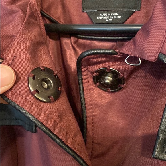 Bebe Red and Black Trench Coat with Sleek Design - Picture 9 of 14